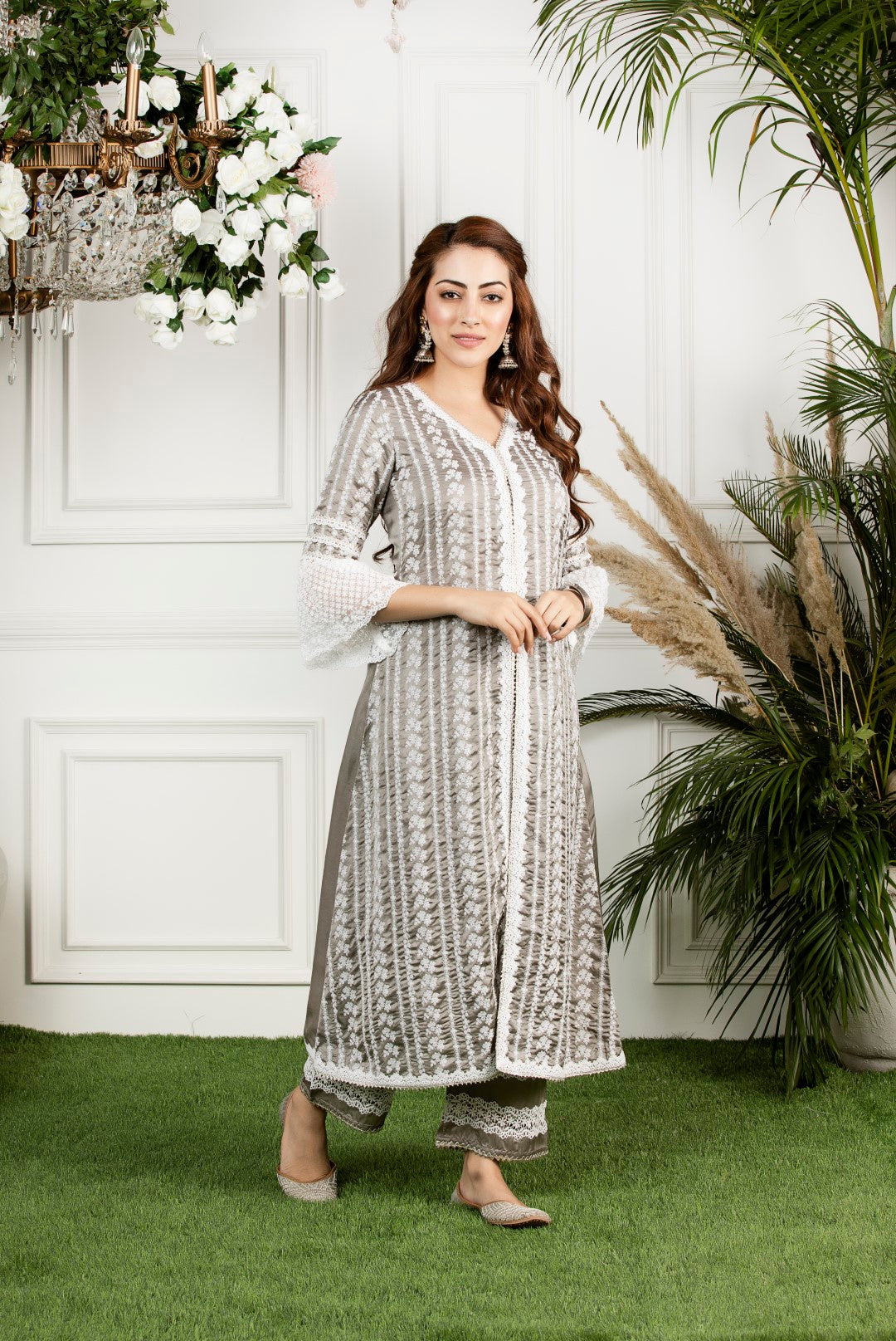 Mulmul Mayflower Kurta With Mayflower Pyjamas